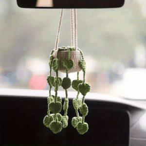 TEMU Cute Plant Crochet Rearview Mirror Accessories, Pure Handmade Car Mirror Hanging Accessories, Rear View Mirror Accessories Car Decorations