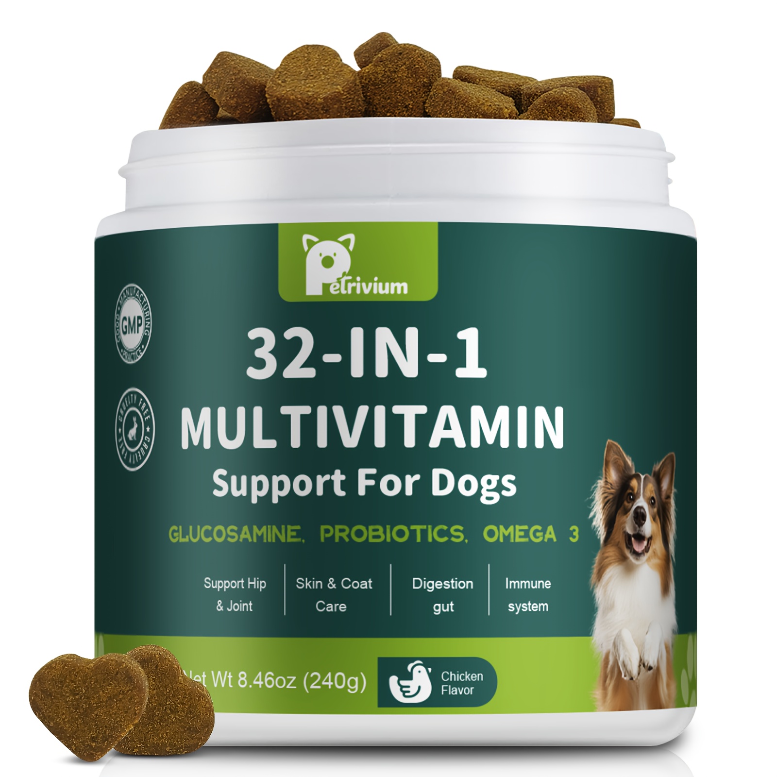 TEMU Dog Multivitamin Chewable With & Msm, 3 & 6, Probiotics, Dog Vitamins And Supplements For Overall Health 120