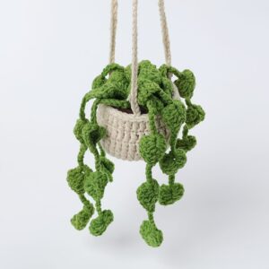 TEMU Handmade Knitted Car Accessories, Plant Yarn Crochet Rearview Mirror Decoration Pendant, Interior Car Parts.