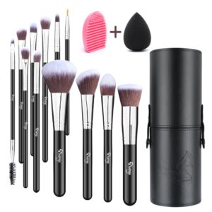 TEMU Makeup Brush, Facial Makeup Tools, Professional Makeup Brushes Set (12pcs), Handle Comfortable To Hold And , Black Travel Make Up Brushes Set