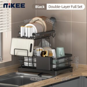 TEMU Over The Sink Dish Drying Rack, Adjustable Sink Drying Rack For Kitchen Sink, Metal Dish Drying Rack Saving Space, 2-tier Dish Drying Rack Over