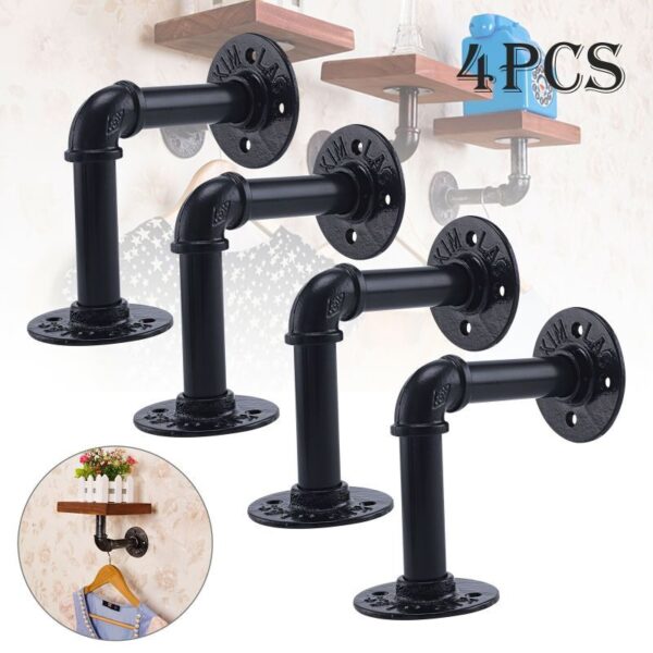 TEMU Pcs Rustic Industrial Iron Pipe Shelf Brackets - Wall Floating & , Home Improvement