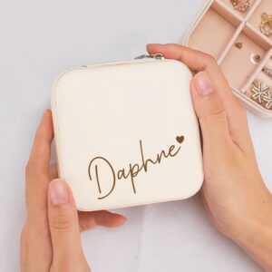 TEMU Personalized Name With Heart Jewelry Box Custom Beige Jewelry Boxes Bridesmaid Jewelry Box Travel Jewelry Case Gift For Her Couple Gift Custom