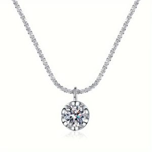 TEMU Sterling Silver Pendant Moissanite Necklace Cauliflower Chain, Valentine's Day Mother's Day Gift