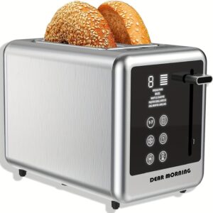 TEMU Toaster 2 Screen Stainless Toaster With 5 Bread 7 Shade Setting And Bagel//cancel/ Function 1.5 Smart Toaster With Removable Crumb Tray