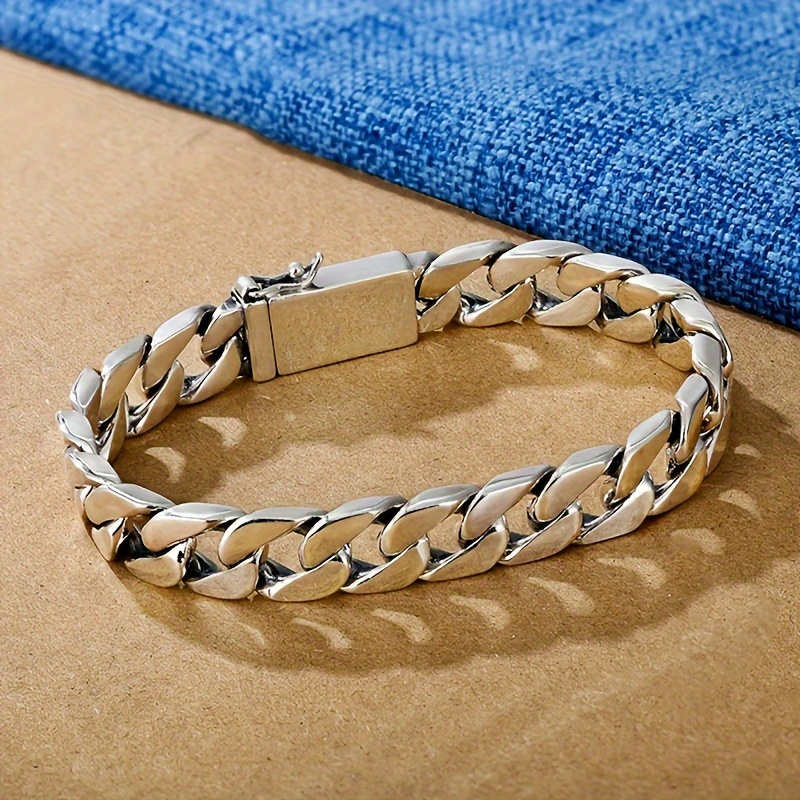 TEMU Vintage Style Cuban Chain Bracelet, Bracelet Jewelry, Hip-hop Style Bracelet Jewelry