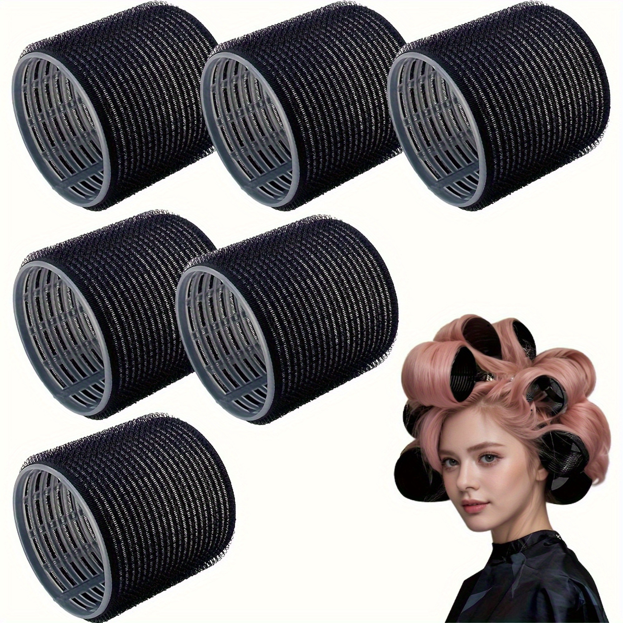 TEMU Xl Heatless Curling Iron Set, 6pcs Self-hold Curling Iron Reel, Diy Salon Curling Iron