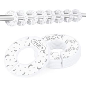 Baby Closet Dividers for Clothes Set of 8, Round Double-Sided Baby Clothes Size Organzier from Newborn to 24 Months,Adorable Cute Design Clothes Size