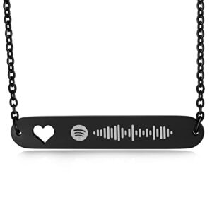 Custom4U Spotify Code Necklace Personalized Scannable Spotify Music Bar Necklace Custom Scan Spotify Pendant Engraved Music Song Playlist Jewelry for