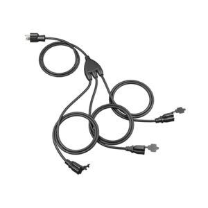 DEWENWILS Outdoor Extension Cord 1 to 3 Splitter, Total 12FT, 13A 125V 1625W 16/3C SJTW Extension Cord Outdoor, Heavy Duty Extension Cord for Holiday