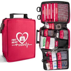 First Aid Kit, Trauma First Aid Kits with Labelled Compartments Molle System, Professional Emergency Kits for Home, Office, Car, Outdoor, Hiking, Trav