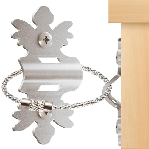 HAOWIN 10-Pack Angels Metal Anti Tip Furniture Anchors for Baby Proofing Heavy Duty Furniture Wall Anchor Earthquake Furniture Straps for Shelves Dres