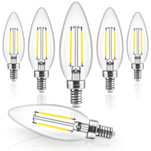 Hizashi Candelabra LED Light Bulbs 40 Watt Equivalent, E12 Base Chandelier Light Bulbs 5000K Daylight, Dimmable LED Candelabra Bulbs, B10, 90+CRI, 4W,