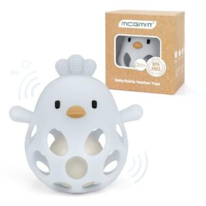 MCGMITT Baby Teething Toys for 3-6 Months, Easy Grasp Silicone Baby Rattles 0-6-12 Months, BPA-Free Food Grade Montessori Sensory Toys, Soft Newborn I
