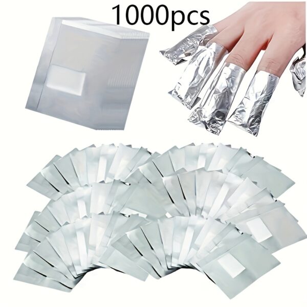 TEMU 1000pcs Nail Art Tools, Nail Polish Remover Foil, Aluminum Foil Sheets, Nail Polish Remover Pads, Nail Polish Remover Aluminum Foil Auxiliary