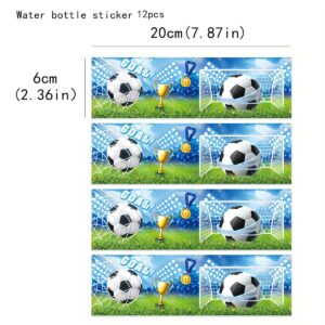 TEMU 12 Blue Football Water Bottle Labels, Sports-themed Decorative Water Bottle Labels, Water Bottle Packaging Sticker Labels, For Birthday Party
