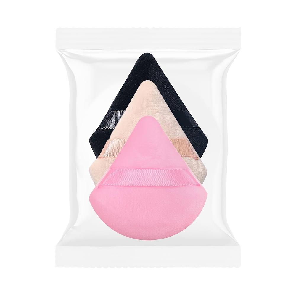 TEMU 1pc/3pcs Triangle Powder Puff Setting Powder Makeup Sponge Fan Powder Finger Cushion Powder Puff