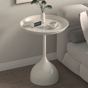 TEMU 1pc Small White Side Table, Round Side Table, Narrow Side Table, Small Coffee Table, Metal Bedside Table, Sofa Side Table, Suitable For Bedroom,
