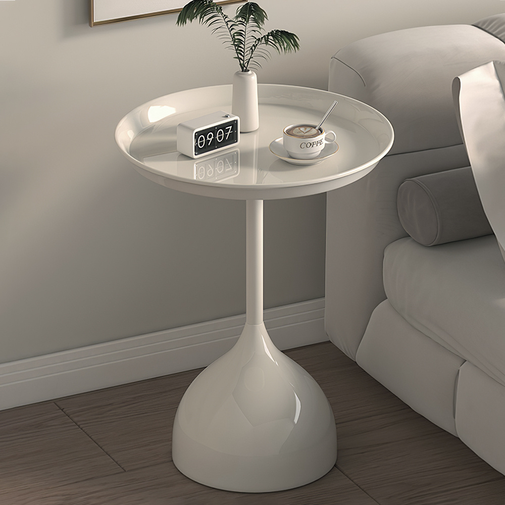 TEMU 1pc Small White Side Table, Round Side Table, Narrow Side Table, Small Coffee Table, Metal Bedside Table, Sofa Side Table, Suitable For Bedroom,