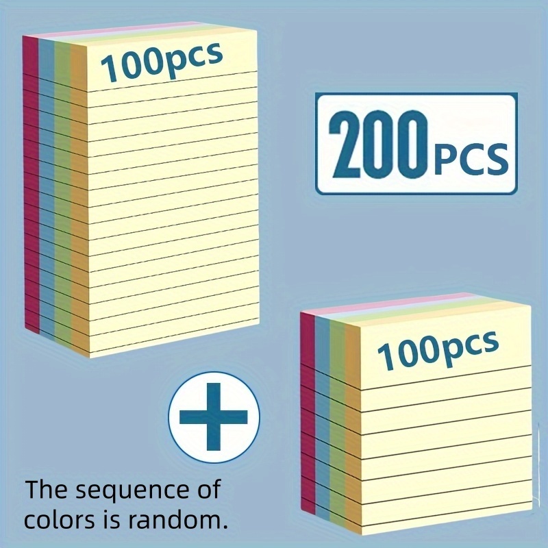 TEMU 200pcs, Sticky Notes, Memo Pads, Tearable Sticky Notes, Notes, Large Sticky Notes, Office Stationery Notepads, Suitable Students, Suitable