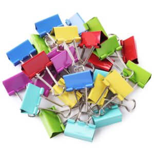 TEMU 24pcs Medium-sized Colored Binder Clips, Medium-sized, Colored Binder Clips, Clips, Paper Clips, Binder Clips, Paper Clamps, Office Clamps