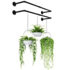 TEMU 2pcs Bf Heavy-duty Black Metal Hanging Plant Holder, Plant Stand Outdoor, Plant Stand For Indoor Plant, Plant Stand Indoor, Outdoor Plant Stand,