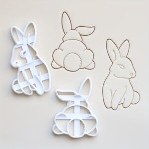 TEMU 2pcs Easter Bunny Plastic Cartoon Rabbit Cookie Cutters | Fondant And Clay Cutters, Cute Animal Biscuit Mold, Spring Party Decorative Molds,