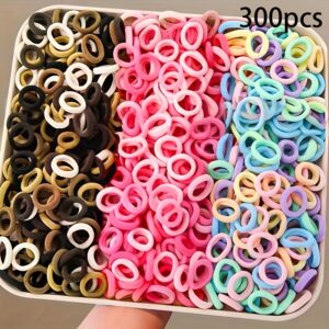 TEMU 300pcs Assorted Color Hair Ties - Soft Mesh, Solid Color, Use, Everyday Hair Accessories | Vibrant Hair Accessories | Mesh Hair Ties