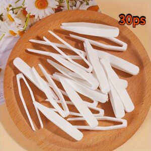 TEMU 30pcs White Practical Plastic Tweezers, Multi- Tools, Eye Masks, Face Masks, Double Eyelid Stickers, Toy Tweezers, Eyelash Applicator, Durable