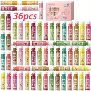 TEMU 36pcs Luxury Lip Balm Set - 12 Flavors, Long-lasting Moisturizing & Brightening Lip Glossy Finish, Ethically Made Glossy Lip Balms With , 5g