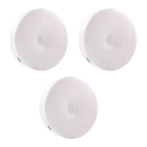 TEMU 3pcs Smart Sensor Led Night Light Usb Rechargeable - Round Motion Sensor Light Charging Auto Off Night Light Auxiliary Light Emergency Light