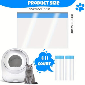 TEMU 40pcs Large Cat Litter Liners With Drawstring - , Tear-resistant Bags For Automatic Litter Boxes