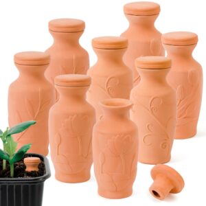TEMU 4/8pcs 3.1×3.1×6inch Plant Watering Globes Clay Watering Pot Terracotta Watering Pots Terracotta Self Watering Planter Insert Self Watering