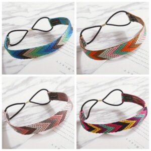 TEMU 4pcs Bohemian Ethnic Headbands For Women - Stretchy Yoga Headwraps With Geometric Patterns, & Daily Wear Hair Accessories, Yoga Headband, Stage