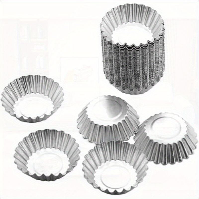 TEMU 50pcs Aluminum Egg Tart Mold Tart Pie Tin Cupcake Cake Muffin Cookie Mold Baking Cups