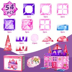 TEMU 54pcs Magnetic Building Tiles Toys For Girls, Toys For 3 4 5 Year Old Girls, Building Stem Toys For Kids, Christmas Birthday Gifts For Girls