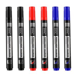 TEMU 5pcs/6pcs Oil-based Markers, Markers, Waterproof Markers, Markers, Black, Red, Blue Non-erasable Markers
