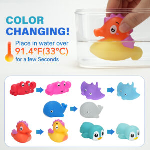 TEMU 5pcs Color Changing Baby Bath Toys For Kids, No Hole Baby Tub Toys, Sea Animal Bathtub Shower Toys, Christmas Gifts