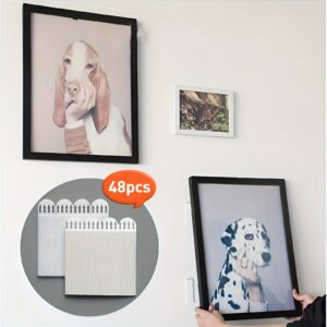 TEMU /64pcs Heavy Duty Picture Hanging Strips Strong Adhesive Removable Hooks No Nails Picture Tape, No Drill Picture Hanging Strips, Waterproof