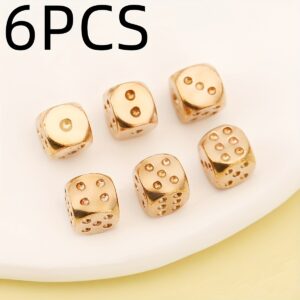 TEMU 6pcs Copper Dice Set - Suitable For Club Parties, Tabletop Games, Board Games, And Dice Games