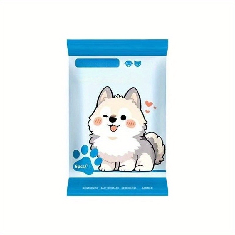 TEMU 6pcs Pet Wash Free Cleaning Gloves Wipes Gloves Pet Grooming Wipes Strong Cleaning Spa Disposable Body Convenience Cleaning Wipes
