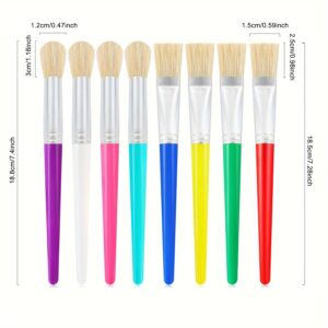 TEMU 8-piece Set Of Round And Flat Oil Painting Brushes With Plastic Handles - Suitable For Acrylic, Watercolor, And Watercolor Paints