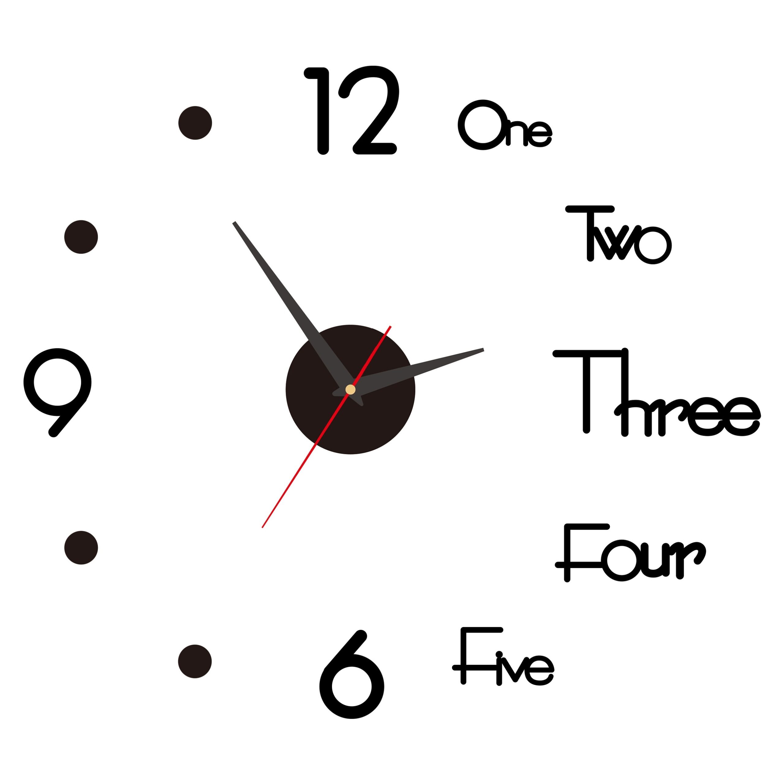 TEMU Acrylic Wall Clock Home Decoration English Wall Clock Bedroom Living Room Restaurant Wall Sticker Silent Clock