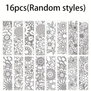 TEMU Adult & Teen Coloring Bookmarks Set - Mandala & Floral Designs With Page - For Coloring Books, Journals, Scrapbooks - Art Gift For Christmas,