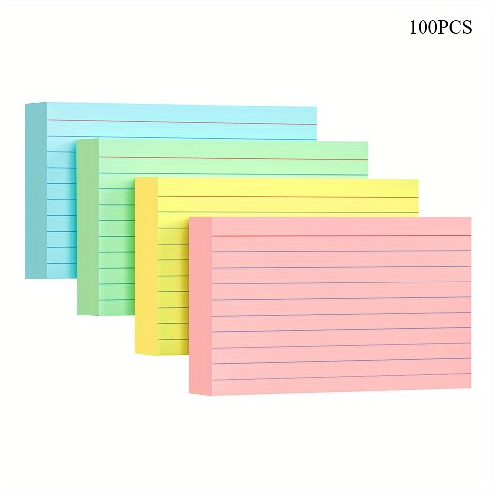 TEMU Colored Index Cards, Rule Index Cards, Study Flashcards, Heavy Note Cards For Office And Home, 4 Colors, Each Color Packaged Separately