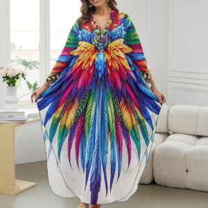 TEMU Colorful Parrot Printed Beach Women Maxi Dresses Holiday Outfits Bathing Suits