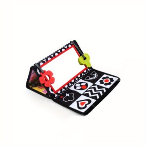 TEMU Double-sided Tummy Mirror With Teethers - Black & White High Contrast Baby Toys For Sensory Development, Crawling Aid With Interactive Animal &