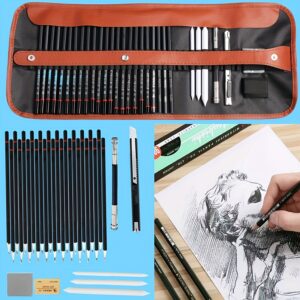 TEMU Drawing Pencil Set, 31pcs Professional Art Pencil Set - Pencils, Charcoal Pencils, , Stakes, Erasers, Sharpeners, Drawing Pencils, Drawing