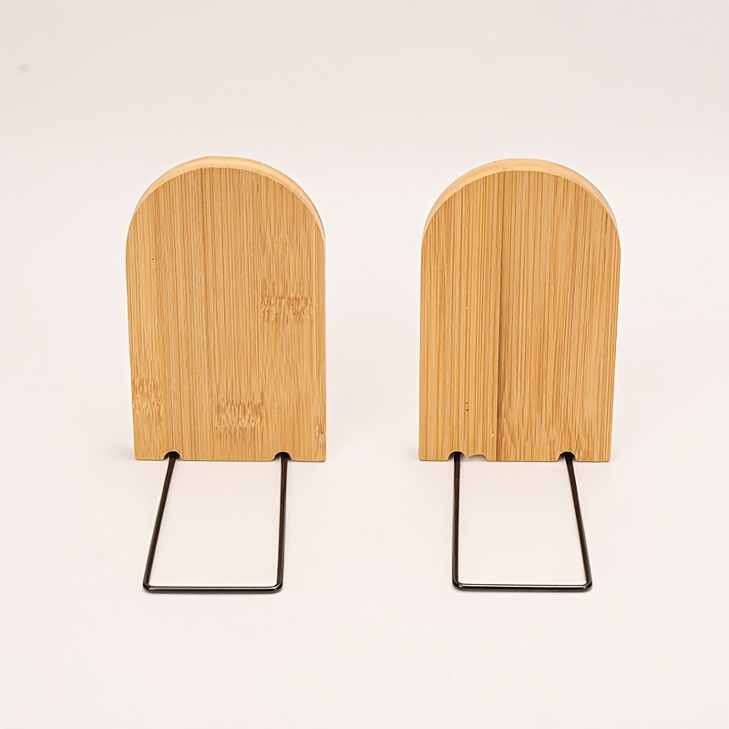 TEMU Easy Detachable Wooden Bookends, Non-slip Bookends For Bookshelves, Heavy-duty Bookends, For Books/cds