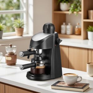 TEMU Espresso Machine, 3.5bar Espresso Coffee Maker, Espresso And Cappuccino Machine With Milk Frother, Espresso Maker With Steamer (black)